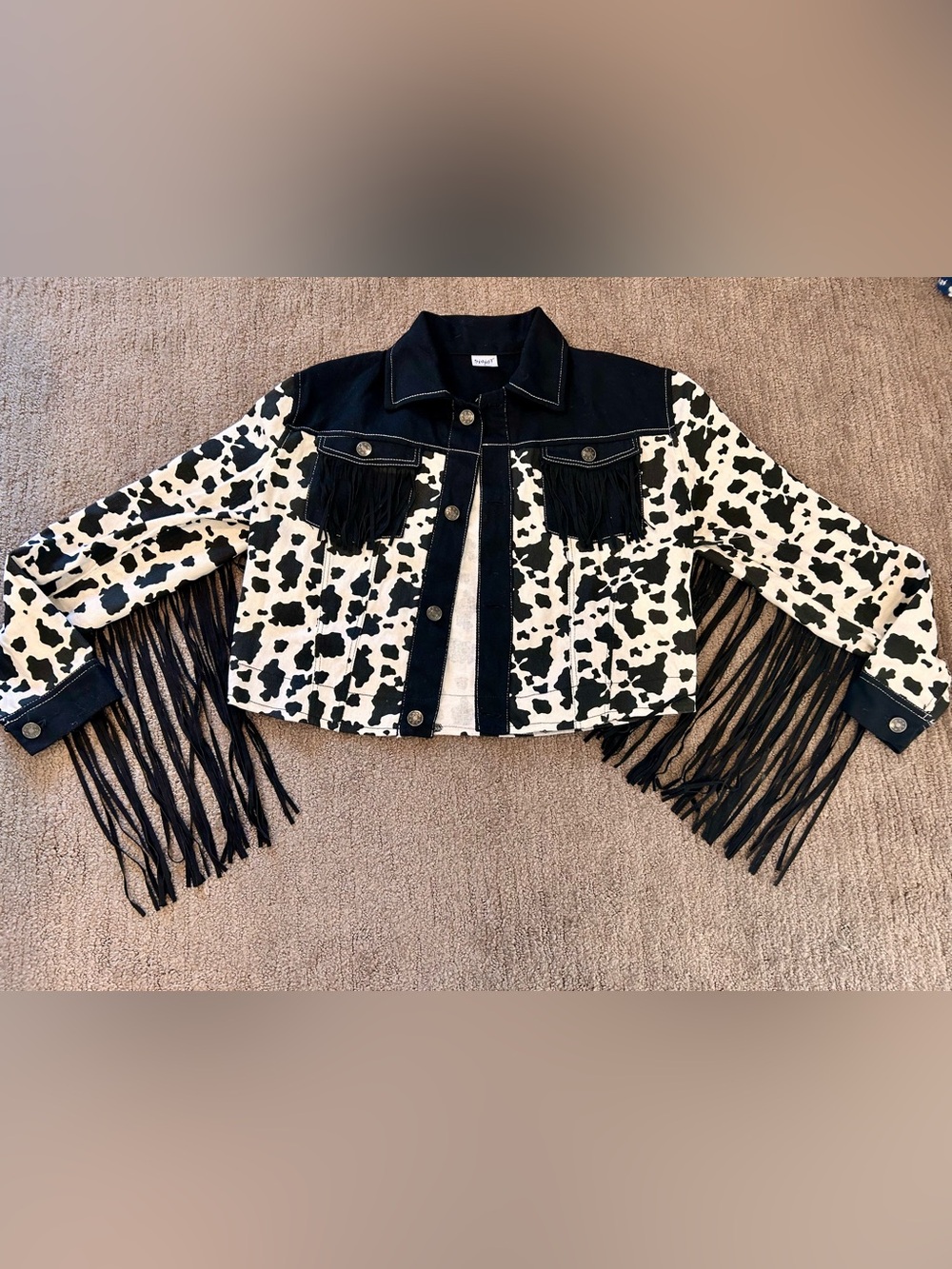 Spirit Halloween Cow Girl Jacket with Fringe Western Costume Size Medium